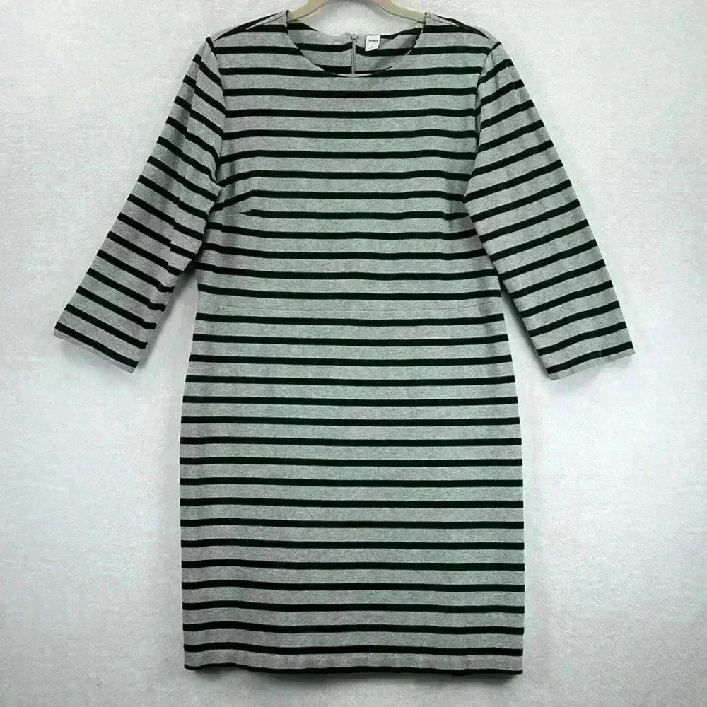 Old Navy Women’s Dress Size XL Gray/Black Stripe Cotton/Spandex Knit 3/4 Sleeves